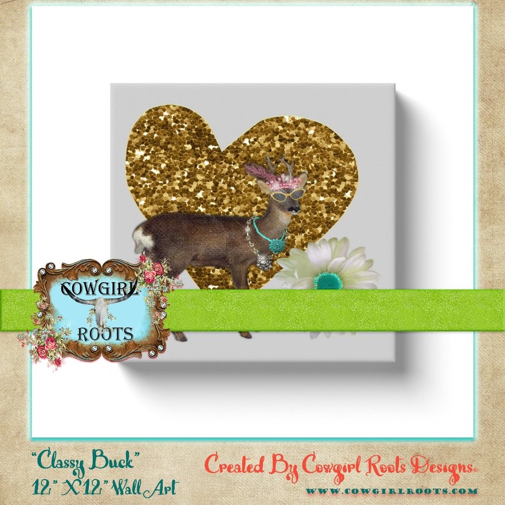 "CLASSY BUCK" 12" X 12" CANVAS WALL ART